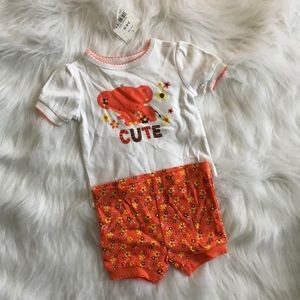 Cute Elephant with flowers matching set 3-6 Months